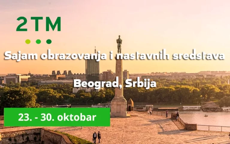 Razstavni prostor 2TM na izobraževalnem sejmu v Beogradu.