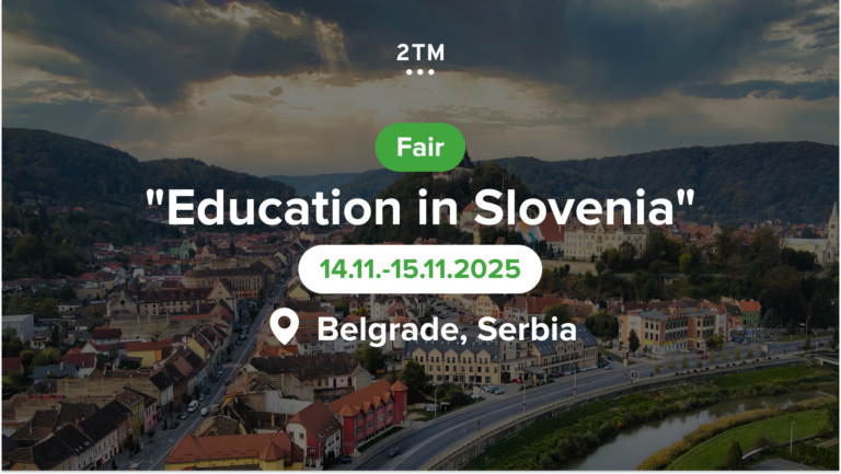 Poster for the 2025 Education in Slovenia fair in Serbia.