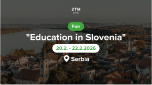 Promotional banner for the Education in Slovenia fair for Serbian applicants.